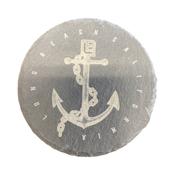 LB Swag Black Round Natural Slate Coasters