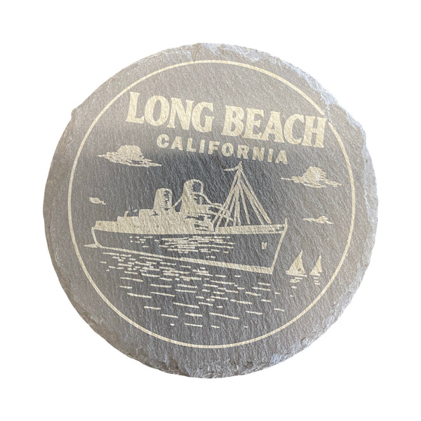 LB Swag Black Round Natural Slate Coasters