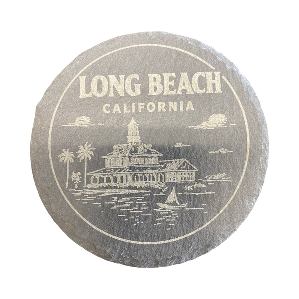 LB Swag Black Round Natural Slate Coasters