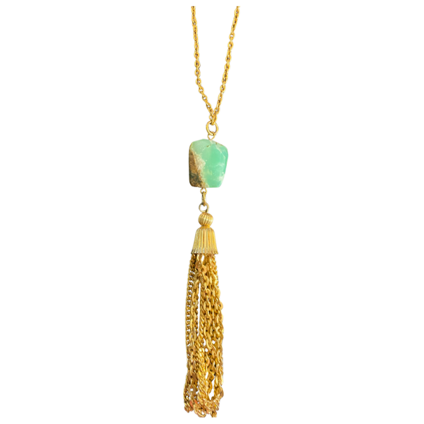 Tassel Necklace w Natural Stone